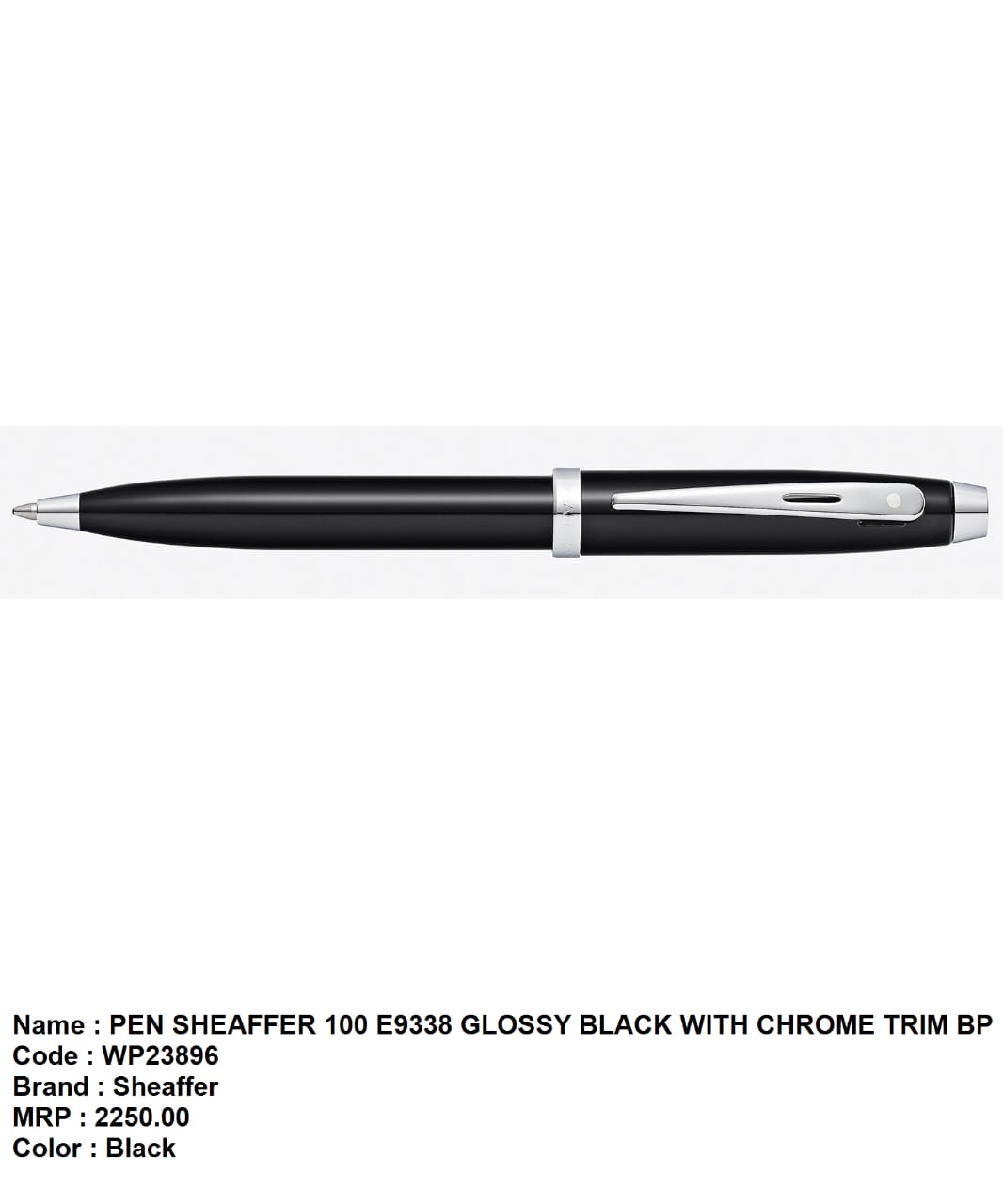 Pen sheaffer 100 E9338 glossy black with chrome trim bp